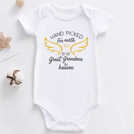 KEDFQV hand picked for earth by my Great grandma in heaven baby clothes great grandma baby pregnancy announcement white 3-6 months