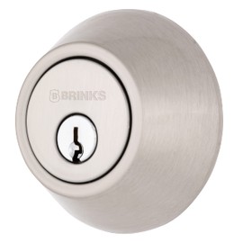 BRINKS - Transitional Single Cylinder Deadbolt, Satin Nickel - Built for Rigorous Residential Protection with ANSI Grade 2 Security (E2401-119)