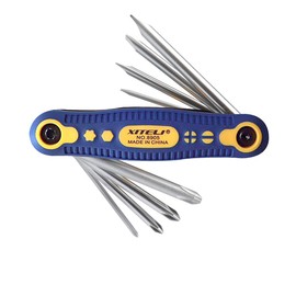 8PCS Precision Screwdriver Set Multifunctional Folding Repair Tool Kit Phillips Screwdriver Tool Kit (Blue Yellow)