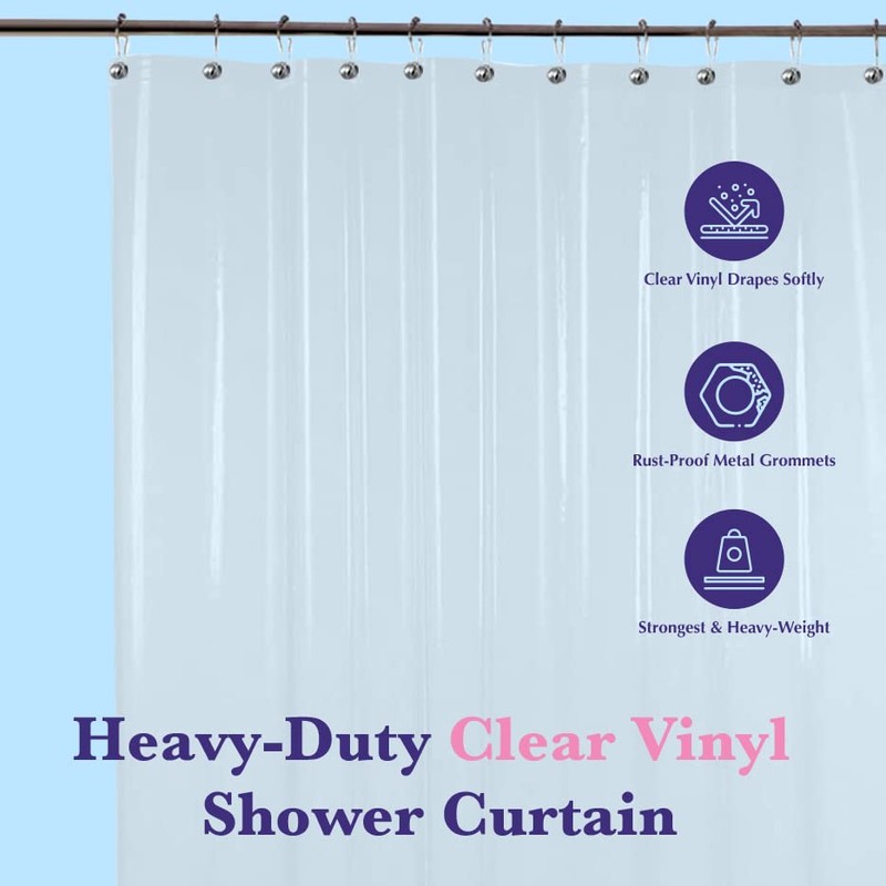 Epica Shower Curtain – Strongest Heavy-Duty Clear Vinyl 72x72 Shower