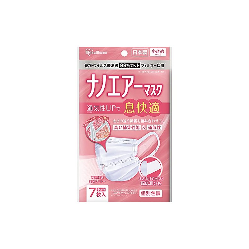 Iris Ohyama PK-NI7S Nano Air Mask, Easy to Breathe, Small