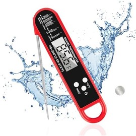 Sendowtek Termómetro Digital Cocina, Termómetro Digital para Carne de Lectura Instantánea con Sonda Plegable, Resistente al Agua, Retroiluminado,