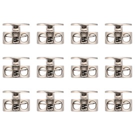 PATIKIL Metal Cord Lock, 20 Pack Double Hole Spring Cord Toggle Stopper Slider Stops Fastener End for Paracord, Camping, Hiking, Shoelace Replacement, Pearl Nickel