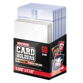 Semi Rigid Card Holders for PSA, SGC, BGS, CSG Grading - 100 Bundle - Baseball Card Sleeves - 50 Card Holders for Trading Cards + 50 Soft Sleeves - 3-5/16" x 4-7/8" with 1/2" Lip