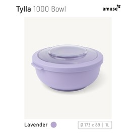 Amuse Tylla Bowl Food Storage Containers with Lid for the Fridge Storage Containers with Lid Airtight as Camping Tableware, Salad Bowl or Snack Bowl with Lid 1000 ml Lavender