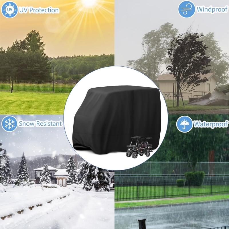 Jungda Golf Cart Cover,Waterproof Universal 4 Passenger Golf Cart Covers,Golf