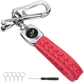 Anasido Car Keychain Soft Leather Logo Replacement Keychains with 6pcs Logo Car Stickers for Key Chain Holder Accessories (Red)