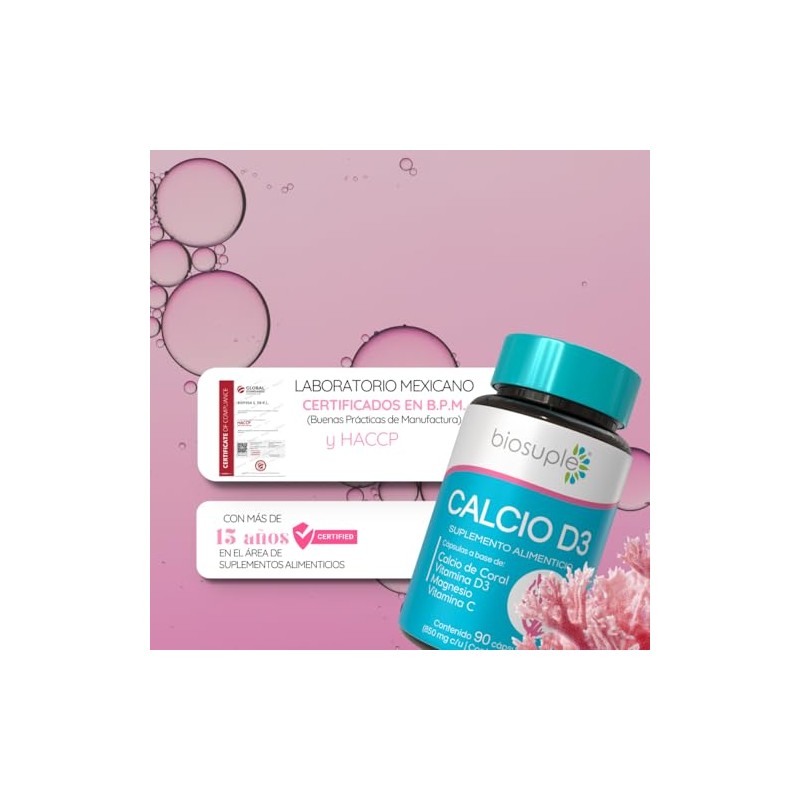 BIOSUPLE | Calcio de Coral con Magnesio y Vitaminas A,