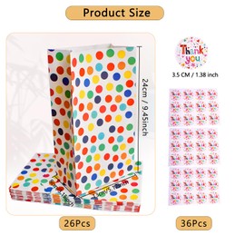 Geschenktüten Kindergeburtstag, Geschenktüten Klein, 26 Stück Mitgebsel Tüten mit 36 Aufkleber Kinder, Kindergeburtstag Papiertüten, Mini Papiertüten Bunt für Mitgebsel Kindergeburtstag, Party