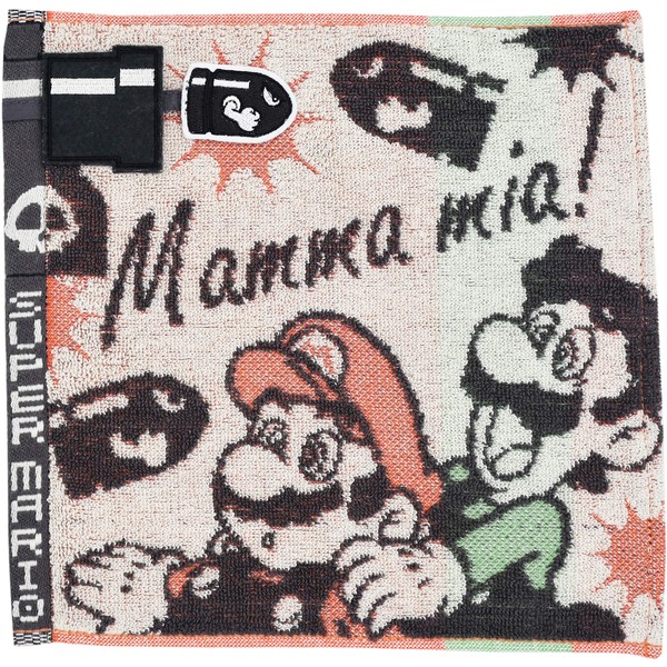 Marushin Mini Towel, Nintendo Mario, Killer Panic, 4485007400, 9.8 x 9.8 inches (25 x 25 cm)