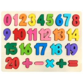 Number Puzzle Wooden Puzzles for Toddlers 3 4 5 Year Old, Shape Learning Puzzles Toys with Puzzle Board & Number Blocks, Preschool Educational for Girls Boys