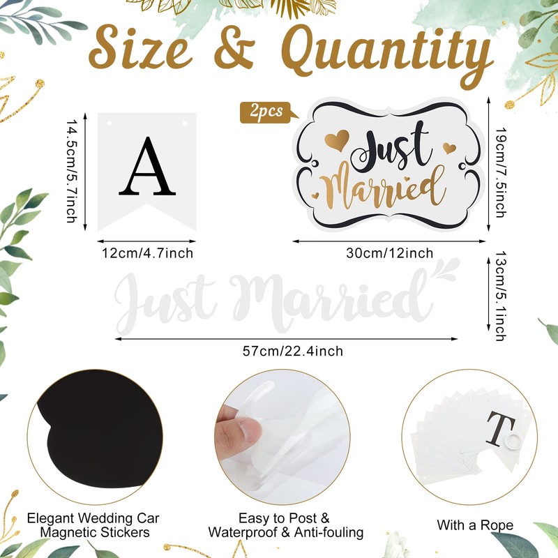 Tallew 4 Sets Just Married Car Decorations Ornate Magnets 12