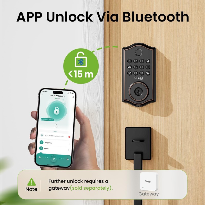 GHome Smart KD30B Deadbolt Lock with Keypad Fingerprint Keyless Entry