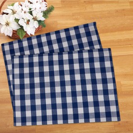 Urban Villa, Tapetes individuales 100% algodón fundido, 14 x 20 pulgadas, juego de 6, azul/blanco, cuadros a cuadros de búfalo, uso diario, calidad más pesada