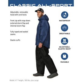 FROGG TOGGS Men's Standard Classic All-Sport Waterproof Breathable Rain Suit, Royal Blue/Black, Medium