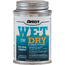 Christy's Wet Or Dry Conditions PVC Cement - Medium Body, Extremely Fast Set, Low-VOC, Aqua Blue, 1/4 Pint (4 fl oz)