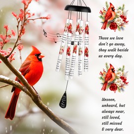 Memorial Wind Chimes Sympathy Gift - Cardinal Windchimes in Loving Memory of Loved One, Bereavement Gifts for Loss of Mom/Dad, Condolences Grief Remembrance Funeral Grieving