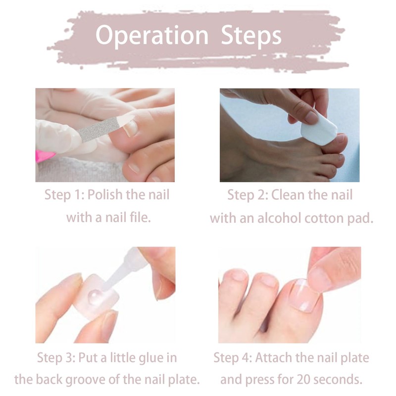 24 PCS Stick on Toenails, False Toe Nails with Glue,