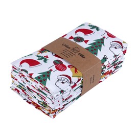 Urban Villa Christmas Dinner Napkins Christmas Print Cloth Napkins Set of 12 Premium Quality Dinner Napkins Cotton Oversized 20X20 in Cloth Napkins with Mitered Corners Ultra Soft Quality Napkins