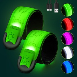 Fitense Fitense Rechargeable LED Armband 2-Pack, High Visibility Reflective Running Gear for Night Safety, 5 Colors & 3 Modes Light Up Armbands for Night Walking, Cycling, Running Gift for Women MenWhite