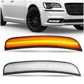 HECASA LED Side Marker Lights Compatible with 2015-2023 Chrysler 300 Replacement for 68214402AD 68214403AD Bumper Signal Parking Lamps Clear Lens + Front Yellow LED -2Pcs
