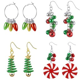 Christmas Earrings, Women's Christmas Dangle Earrings, Hanging Earrings Set, Earrings for Women, Christmas Decorations for Women and Girls, Zinc