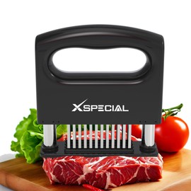 XSpecial Mini-Deluxe Meat Tenderizer Tool 48 Blade Stainless Steel, Kitchen Cooking Gadgets Tools with Ultra Sharp Needle That Makes Steak & Chicken Tender - No More Hammer, Meat Pounder Or Mallet