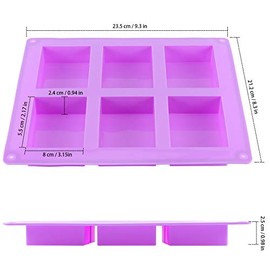 KINJOEK - Moldes de silicona para jabón (6 unidades, 36 cavidades)