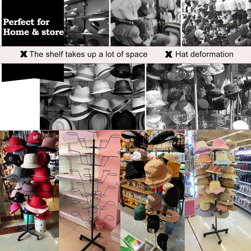 uyoyous 6-Tier Hats Display Rack Rotating Retail Hat Rack Stand