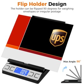 TIPRE Digital Shipping Postal Scale, Mail Scale with Envelope Flip Holder, 66lb/0.1oz Postage Scale for Package, Small Business, Post Office, Hold&Tare Function, Battery&Type-C Charging Cable - Black