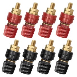 DaFuRui Remote Battery Terminals，8Pack 8mm 5/16" Stud Premium Remote Battery Power Junction Post Connector Terminal Kit (4Pcs Red & 4Pcs Black)