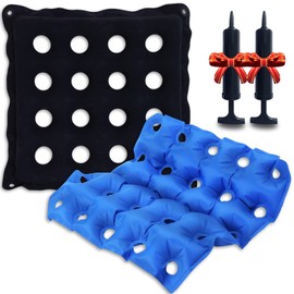 2 Pack Inflatable Seat Cushions for Pressure Relief - Ideal Waffle Cushion for Prolonged Sitting - Wheelchair Cushion for Pressure Sore - Ideal Seat Cushion with with Inflatable Pump - Purple and Blue