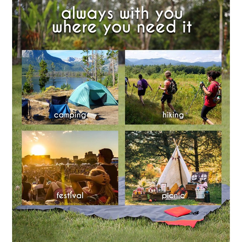 Boxiki Travel Compact Waterproof Pocket Beach Blanket Portable Lightweight Folding