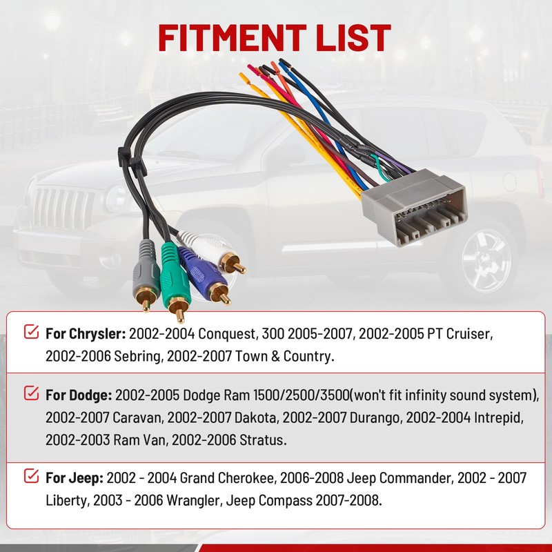RED WOLF Car Radio Amplifier Wiring Harness RCA Compatible with