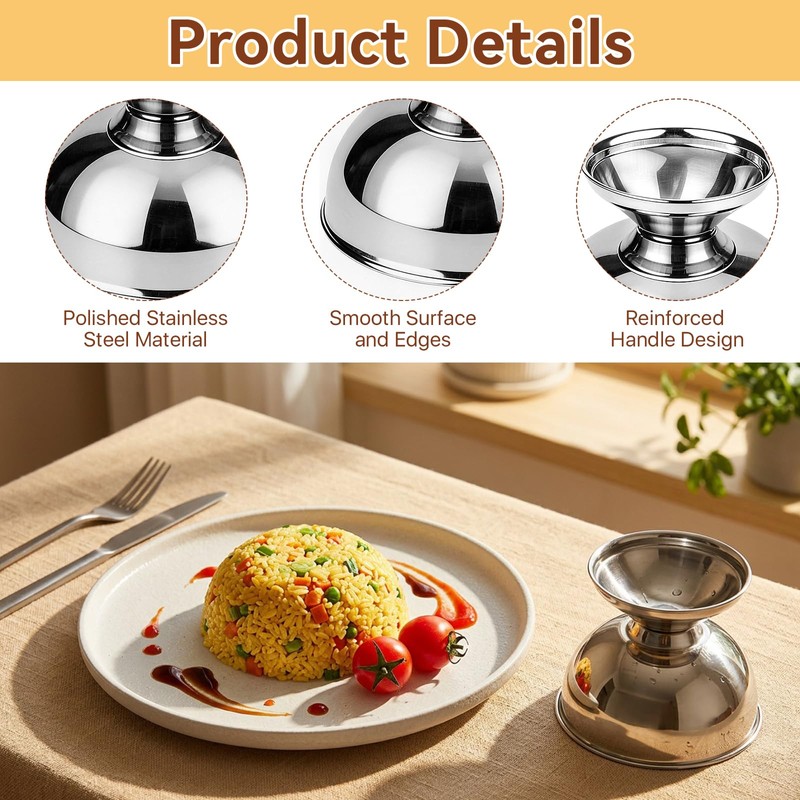 Boocalny 3 Size Stainless Steel Rice Press Mold, 5.4/6.8/10.1 OZ