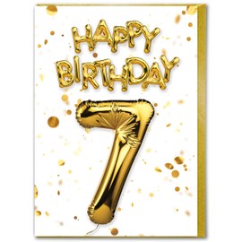 Brainbox Candy - 7th Birthday Card - Age 7 - Beautiful White Gold Foil Effect Age Card - Birthday Cards For Boys Girls Children - Kids Age Cards