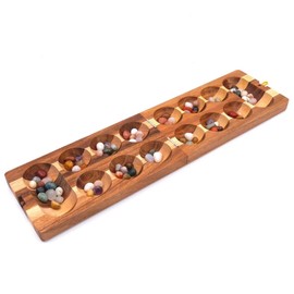 Kalaha Folding Mancala Game Stones, Semi-Precious Stones, Bean, Hus, Bao, Wooden Wood Family Game Party Game