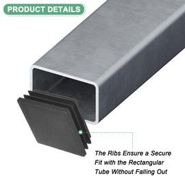 M METERXITY 20-Pack Tubing End Caps, 50 x 50mm Plastic Square Hole Plugs Inserts for Chair Leg/Bar Stool/Fitness Equipment, Chair Glides Fence Plug Floor Protectors