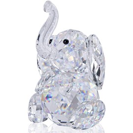 H&D Cut Crystal Elephant Animal Figurine Collection Glass Ornament Table Paperweight