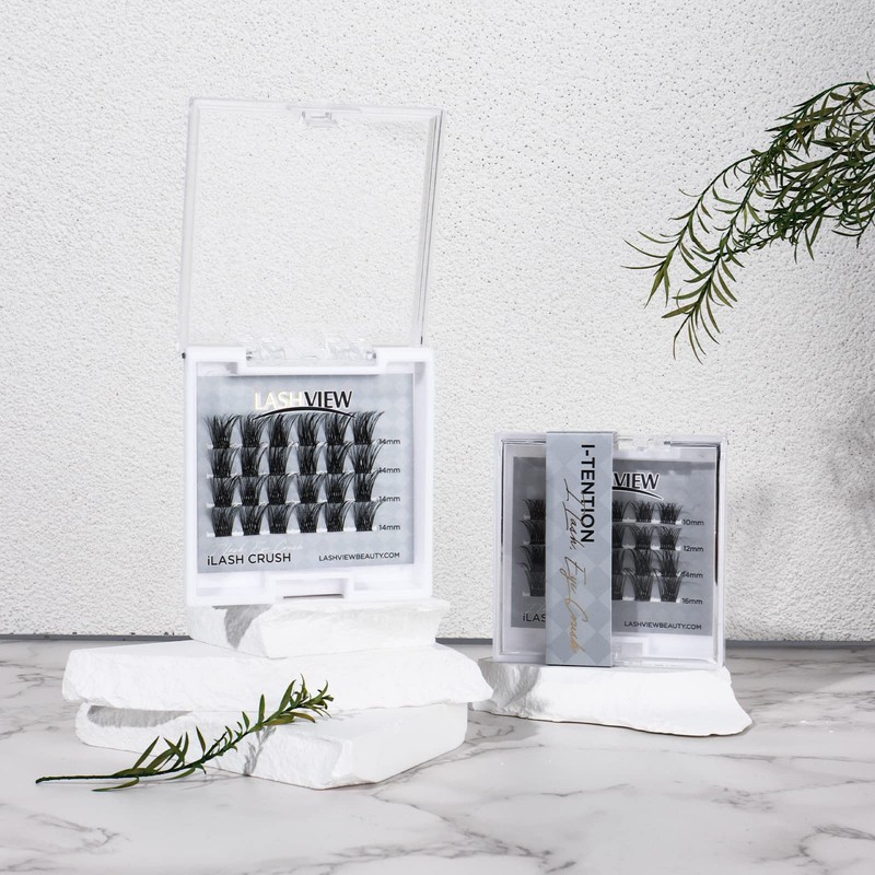 LASHVIEW Cluster Lashes,DIY Eyelash Extension 3D Extended Natural Look Reusable