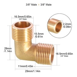 Threaded Fittings Brass Pipe, 90 Degree Connections Brass Hose Barb Fitting, BSP Male Thread Pipe Oil Gas Elbow Fitting Coupling 3/8 Inch Male Thread x 3/8 Inch Male Thread