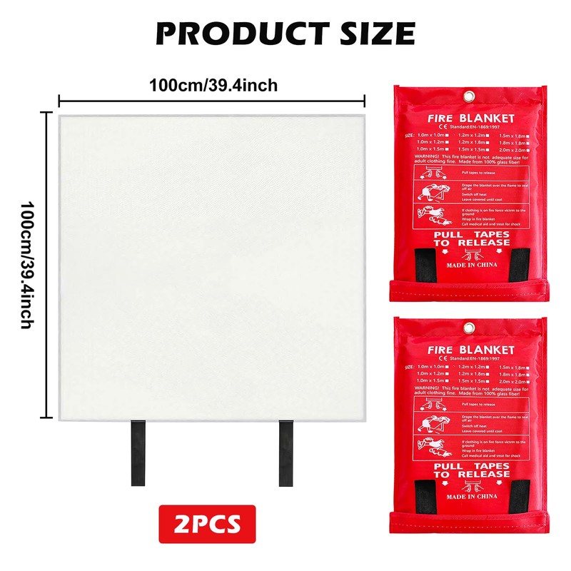 Vegena Pack of 2 Fire Blankets 1 m x 1
