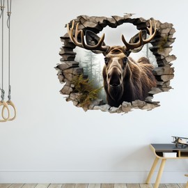 GRAZDesign Wall Tattoo Elk Wall Crack Wall Decoration Wall Sticker for Living Room Kitchen Hallway Sticker - 69 x 57 cm