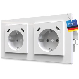 Double Socket Quick Charger USB-C/C PD 3.0 QC Child Lock Standard Flush-Mounted Wall with GIRA Jung Merten Pure White Alpine White Smartphone Tablet Power Delivery Quick Charge