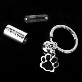 ‎CTDMJ Stainless Steel Dog Paw Cremation Urn Keyring, Small Urns for Ashes, Ashes Urn, Mini Cremation Urn, Memorial Ashes Keepsake Keychain, Pet Charms Locket Pendant Cremation Jewellery for Ashes