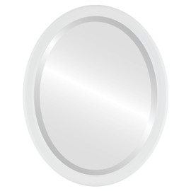 OVALCREST Oval Beveled Wall Mirror for Home Decor - Toronto Style - Linen White - 14x18 Outside Dimensions