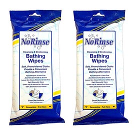 No-Rinse Bathing Wipes by Cleanlife Products (Pack of 2), Premoistened and Aloe Vera Enriched for Maximum Cleansing and Deodorizing - Microwaveable, Hypoallergenic and Latex-Free (8 Wipes)
