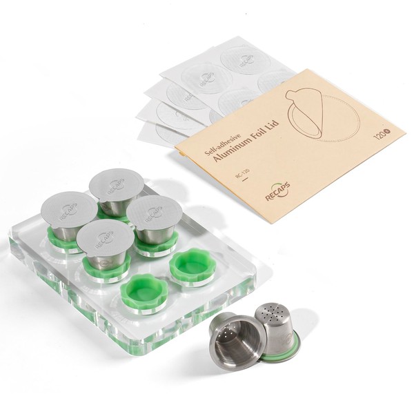 RECAPS - Cápsulas reutilizables para Nespresso OriginalLine, 6 cápsulas recargables