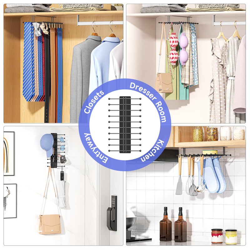 Tie Rack Wall Mounted, Tie Organizer for Men, Tie Rack