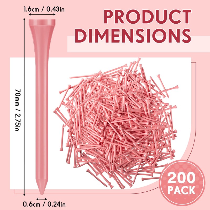 Jenaai 200 Pcs Golf Tees Bamboo Golf Tees Professional Golf